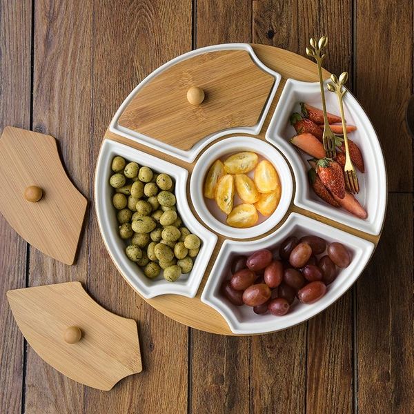 dishes & plates ceramic 5 grid fruit plate with lid rotatable tray dried nordic dust-proof and moisture-proof wooden tableware
dishes & plates ceramic 5 grid fruit plate with lid rotatable tray dried nordic dust-proof and moisture-proof wooden tableware
