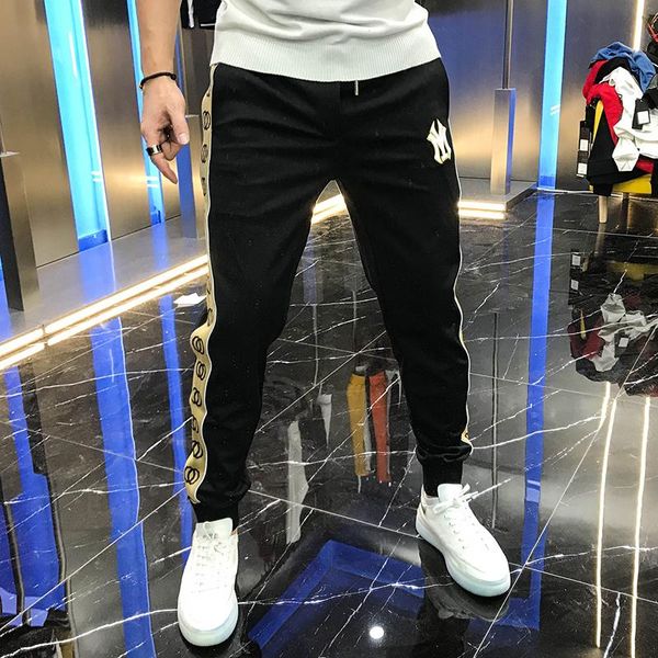 men's trousers 2021 autumn fashion embroidered letters mid waist lace up small leg casual pants slim fit and versatile trend, Black
men's trousers 2021 autumn fashion embroidered letters mid waist lace up small leg casual pants slim fit and versatile trend, Black