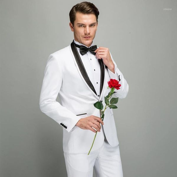 men's suits & blazers wedding bridegroom suit fashion slim fit solid white banquet host for men vip shawl collar prom party, White;black 
men's suits & blazers wedding bridegroom suit fashion slim fit solid white banquet host for men vip shawl collar prom party, White;black