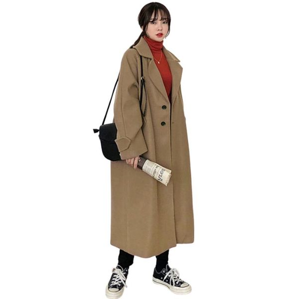 women's wool & blends mid length autumn woolen coat womens plus cotton thick korean fashion clothing coats eb50mn, Black
women's wool & blends mid length autumn woolen coat womens plus cotton thick korean fashion clothing coats eb50mn, Black