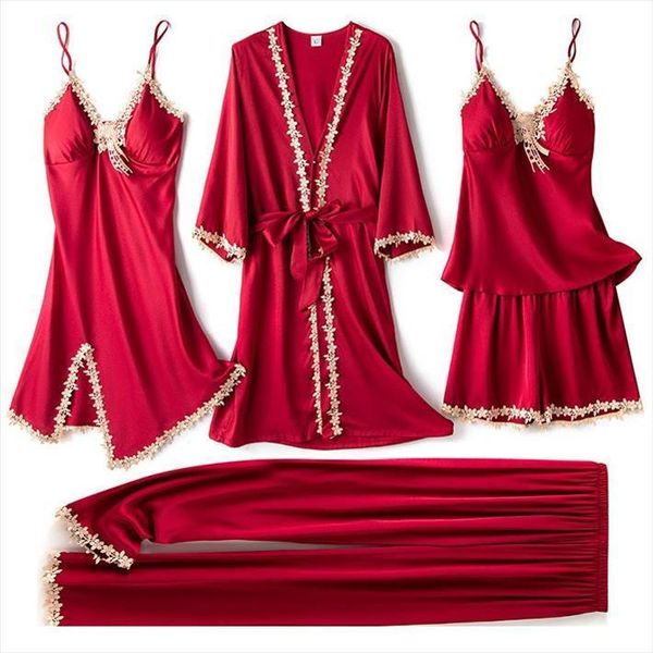 robe sets satin silky womens sleepwears kimono bathrobe gown bridal wedding lace nightwear homewear sleepwear intimate lingerie, Black;red
robe sets satin silky womens sleepwears kimono bathrobe gown bridal wedding lace nightwear homewear sleepwear intimate lingerie, Black;red