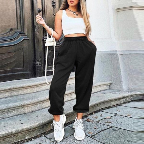 women elastic high waisted sports jogger pants solid color baggy loose sweatpants hip hop dance running athletic lounge trousers women', Black;white 
women elastic high waisted sports jogger pants solid color baggy loose sweatpants hip hop dance running athletic lounge trousers women', Black;white