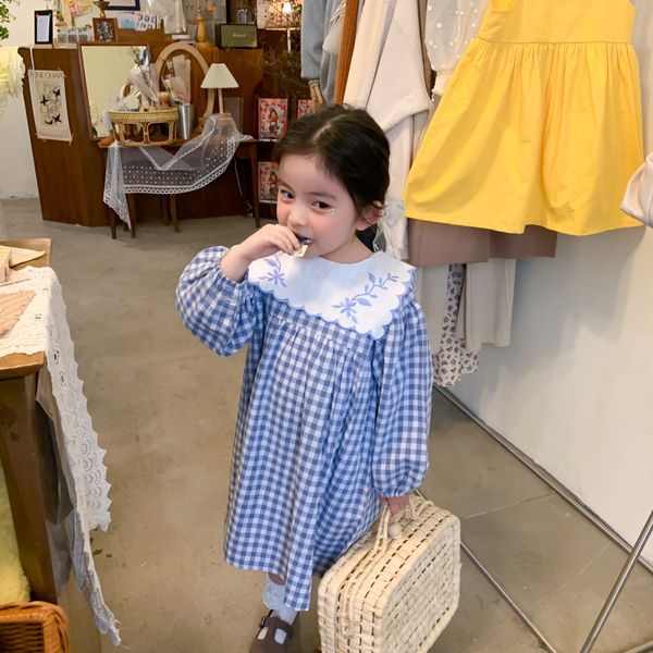 spring 1-5 years girls floral embroidery plaid dress sailor collar casual long-sleeve dresses 210508, Red;yellow
spring 1-5 years girls floral embroidery plaid dress sailor collar casual long-sleeve dresses 210508, Red;yellow
