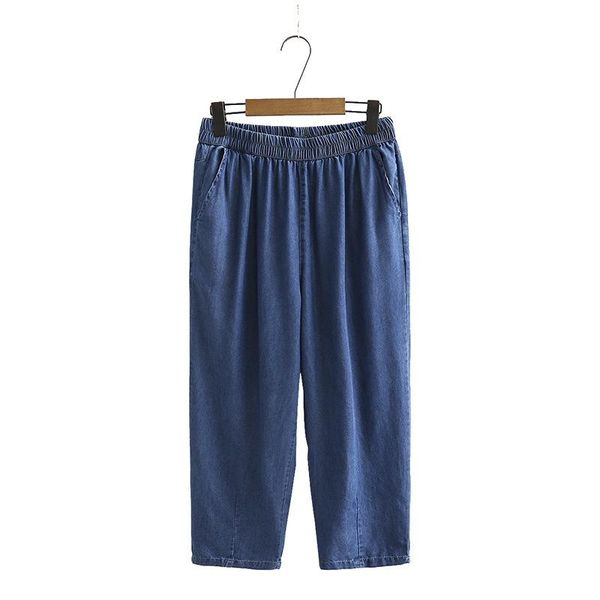 plus size xl-4xl women's elastic waist cropped jeans casual solid straight tencel 7/10 pants, Blue
plus size xl-4xl women's elastic waist cropped jeans casual solid straight tencel 7/10 pants, Blue