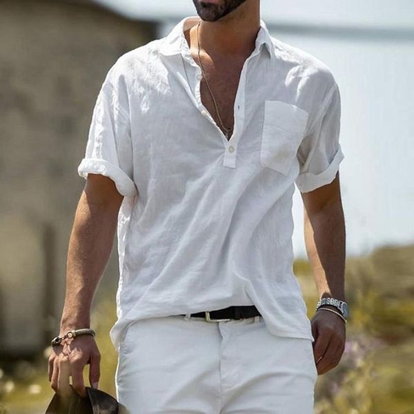 men's casual shirts summer stand collar solid color shirt short sleeve cotton blouse streetwear tee, White;black
men's casual shirts summer stand collar solid color shirt short sleeve cotton blouse streetwear tee, White;black