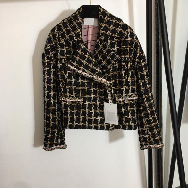 women's wool & blends luxury winter women solid-breasted plaid tweed long-sleeved blazer jacket with silk lining, Black
women's wool & blends luxury winter women solid-breasted plaid tweed long-sleeved blazer jacket with silk lining, Black