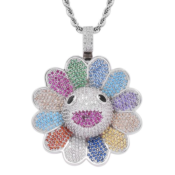 18k gold plated colorful rotating sunflower pendant chain necklace with multi-color micro zircon full set for women and men jewelry, Silver
18k gold plated colorful rotating sunflower pendant chain necklace with multi-color micro zircon full set for women and men jewelry, Silver