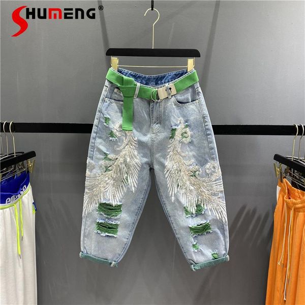 women's jeans 2021 summer sequins embroidered ripped denim pants female loose high waist ankle-length harem for women, Blue
women's jeans 2021 summer sequins embroidered ripped denim pants female loose high waist ankle-length harem for women, Blue