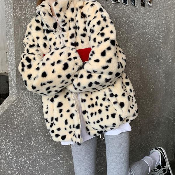 women's wool & blends autumn winter apricot leopard casual loose plush short thickened coat women jacket korean long sleeve coats 889h, Black
women's wool & blends autumn winter apricot leopard casual loose plush short thickened coat women jacket korean long sleeve coats 889h, Black