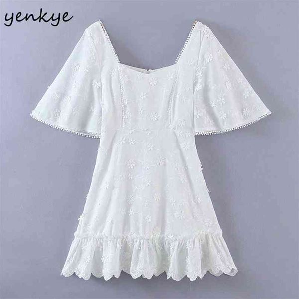 fashion women floral white party dress female square neck flare sleeve a-line mini summer vestido 210514, Black;gray
fashion women floral white party dress female square neck flare sleeve a-line mini summer vestido 210514, Black;gray