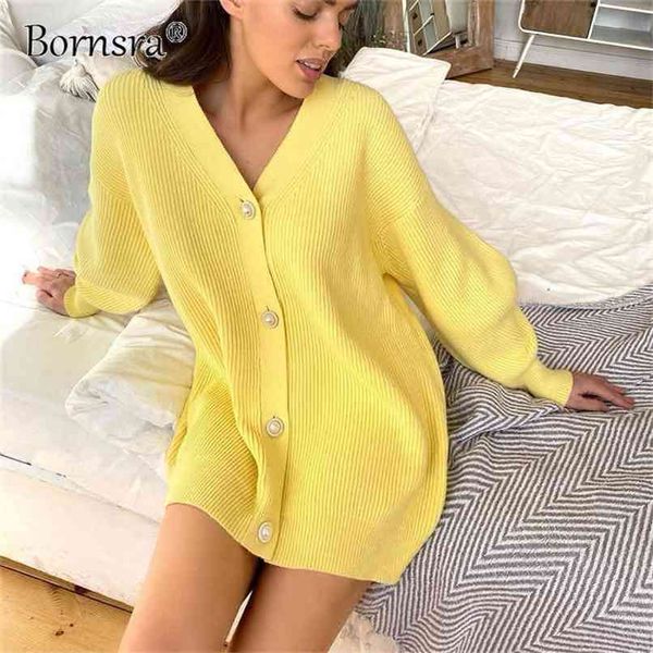 bornsra sweater coat women's solid color casual cardigan loose knitted buttoned v-neck oversized 210914, White;black
bornsra sweater coat women's solid color casual cardigan loose knitted buttoned v-neck oversized 210914, White;black