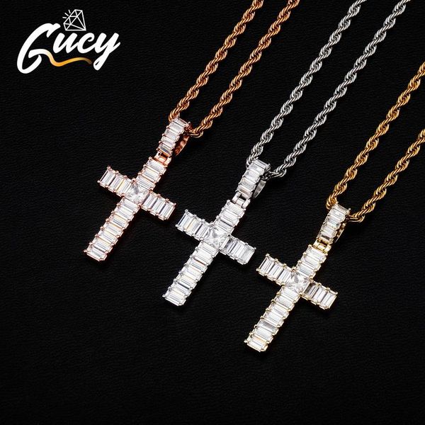 fashion baguette cross pendant necklace with 4mm tennis chain gold color cubic zircon men's women hip hop rock jewelry necklaces, Silver
fashion baguette cross pendant necklace with 4mm tennis chain gold color cubic zircon men's women hip hop rock jewelry necklaces, Silver
