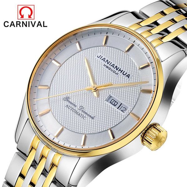 wristwatches reloj hombre carnival week date automatic military watch men's waterproof fashion business dress mechanical watche, Slivery;brown
wristwatches reloj hombre carnival week date automatic military watch men's waterproof fashion business dress mechanical watche, Slivery;brown