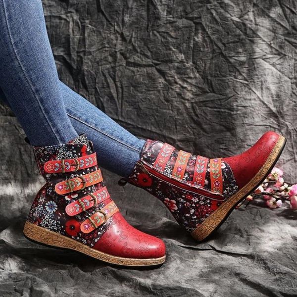 boots large size style round toe printing buckle flat ankle female trade women's c587, Black
boots large size style round toe printing buckle flat ankle female trade women's c587, Black
