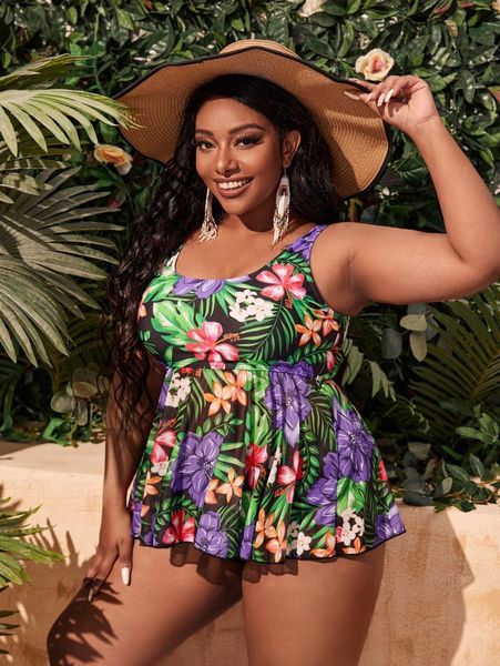 plus tropical print ruffle hem high waisted bikini swimsuit 51jq#, Black
plus tropical print ruffle hem high waisted bikini swimsuit 51jq#, Black
