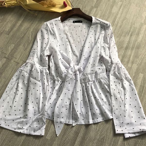 women's blouses & shirts blusas mujer spring blouse vintage long sleeve v-neck female slim dot 2kce, White
women's blouses & shirts blusas mujer spring blouse vintage long sleeve v-neck female slim dot 2kce, White