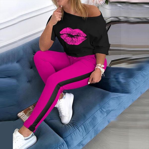 tracksuit lips print womens tracksuits off shoulder sweatpants two piece set summer casual outfits jogger overalls clothes, Gray
tracksuit lips print womens tracksuits off shoulder sweatpants two piece set summer casual outfits jogger overalls clothes, Gray