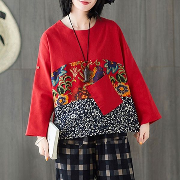 women loose casual t-shirts new spring chinese style vintage floral print female cotton linen long sleeve tees s2971 210412, White
women loose casual t-shirts new spring chinese style vintage floral print female cotton linen long sleeve tees s2971 210412, White