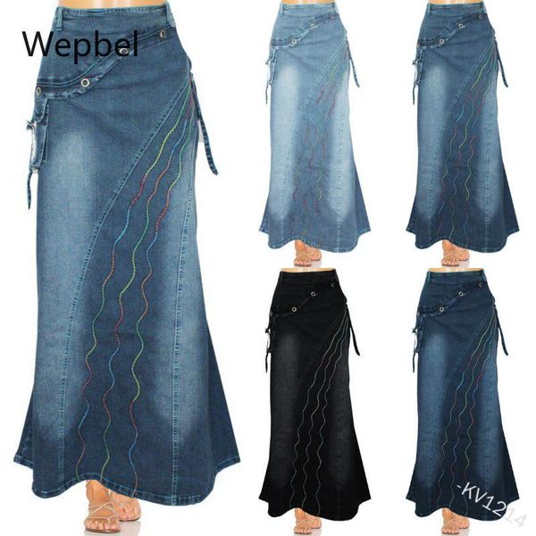 skirts wepbel women's retro jeans plus size literary style stitching expandable fishtail denim skirt high waist, Black
skirts wepbel women's retro jeans plus size literary style stitching expandable fishtail denim skirt high waist, Black