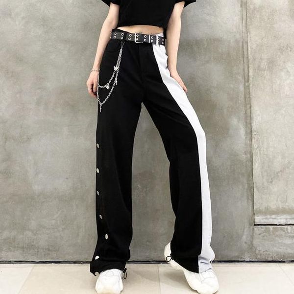 women's pants & capris wide-leg 2021 spring and autumn drape mopping black gray stitching loose casual, Black;white
women's pants & capris wide-leg 2021 spring and autumn drape mopping black gray stitching loose casual, Black;white