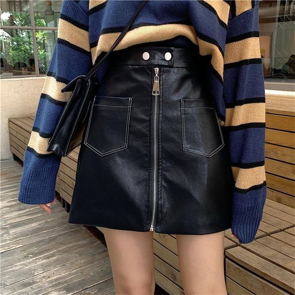 skirts 2021 women's summer lovely kawaii sweet girl high waist zip pu skirt female korean ins chic buttom for women casual, Black
skirts 2021 women's summer lovely kawaii sweet girl high waist zip pu skirt female korean ins chic buttom for women casual, Black