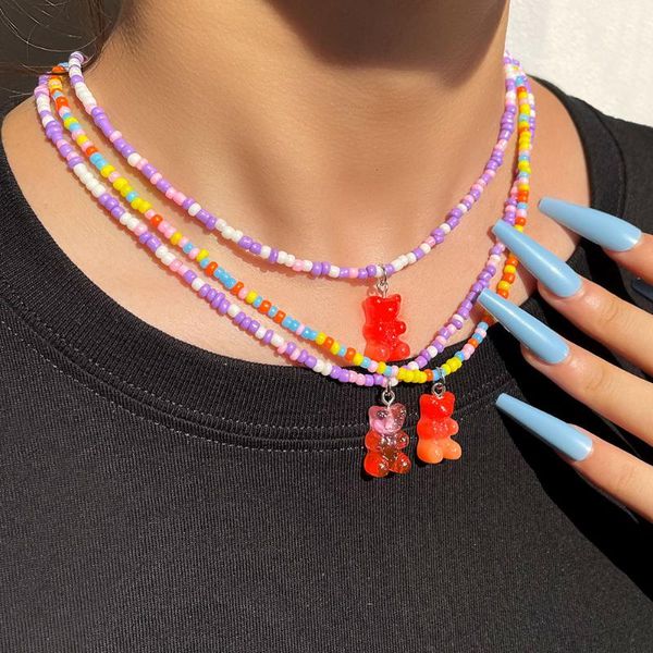 chokers 2021 rainbow color resin gummy bear beaded necklace for women girls handmade beads chain choker korean cute jewelry, Golden;silver
chokers 2021 rainbow color resin gummy bear beaded necklace for women girls handmade beads chain choker korean cute jewelry, Golden;silver