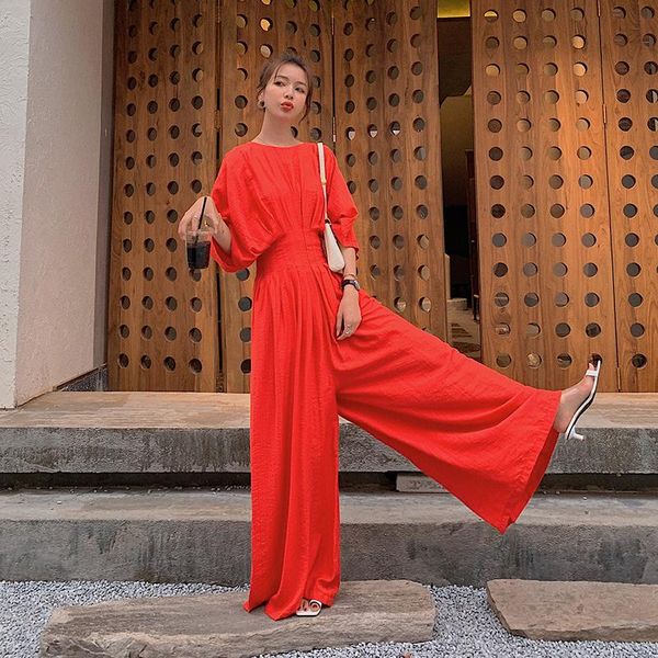 summer red jumpsuit women high waist pleated bat sleeve one piece wide leg pants skirts rompers female elegant overall trouser women's, Black;white
summer red jumpsuit women high waist pleated bat sleeve one piece wide leg pants skirts rompers female elegant overall trouser women's, Black;white