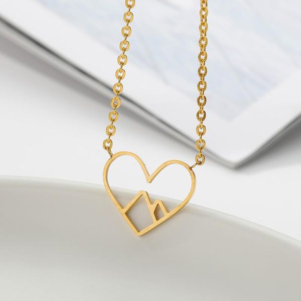 pendant necklaces fashion stainle steel heart lover necklace minimalist snowy mountain couple jewelry range climbers travel choker collares, Silver
pendant necklaces fashion stainle steel heart lover necklace minimalist snowy mountain couple jewelry range climbers travel choker collares, Silver