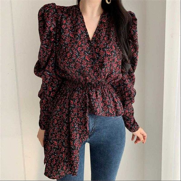 all women blouses match summer elegance florals v neck irregular puff sleeves chic loose sweet casual female shirts, White
all women blouses match summer elegance florals v neck irregular puff sleeves chic loose sweet casual female shirts, White