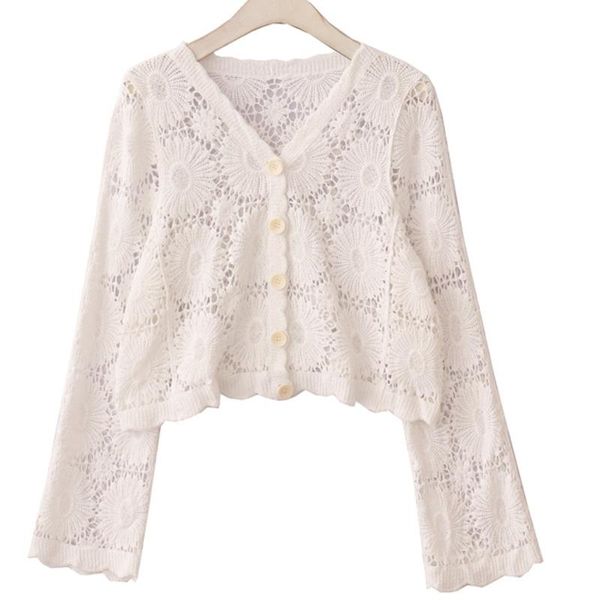 women's knits & tees women spring autumn sltylish floral hollow out loose knitted cardigans long sleeve v-neck vintage short sweater co, White
women's knits & tees women spring autumn sltylish floral hollow out loose knitted cardigans long sleeve v-neck vintage short sweater co, White
