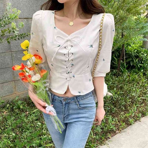 arrival summer womens embroidery fashion slim blouses puff sleeve lace up short shirt blusa feminina 210519, White
arrival summer womens embroidery fashion slim blouses puff sleeve lace up short shirt blusa feminina 210519, White