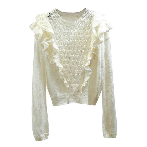 women's sweaters fashion ruffles stitching crochet hollow-out pullover sweater women casual loose all-match thin knit jersey mujer, White;black
women's sweaters fashion ruffles stitching crochet hollow-out pullover sweater women casual loose all-match thin knit jersey mujer, White;black