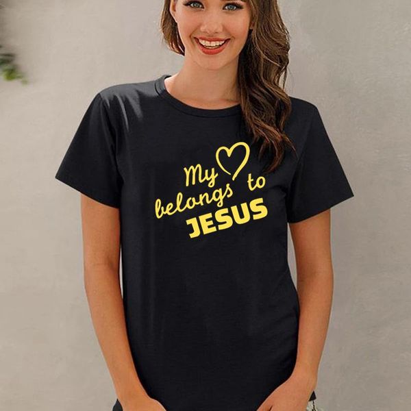 women's t-shirt my heart belongs to jesus women hope is in funny graphic letter printed casual cotton fashion summer tee, White
women's t-shirt my heart belongs to jesus women hope is in funny graphic letter printed casual cotton fashion summer tee, White