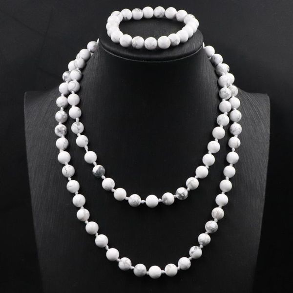 earrings & necklace bohemia bracelet jewelry set for women yoga howlite stone knotted strand long necklaces chain bangle accessories b194, Silver
earrings & necklace bohemia bracelet jewelry set for women yoga howlite stone knotted strand long necklaces chain bangle accessories b194, Silver