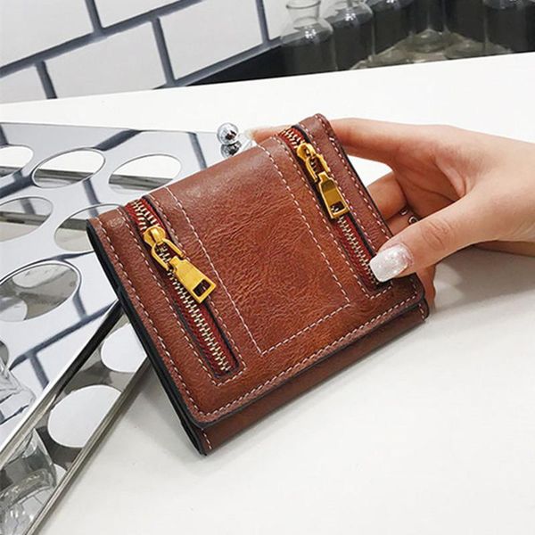 wallets retro short female wallet pu leather women money bag card holder double zipper design 3 fold lady personalized coin purse, Red;black
wallets retro short female wallet pu leather women money bag card holder double zipper design 3 fold lady personalized coin purse, Red;black