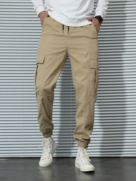men drawstring waist flap pocket cargo pants b7l2#, Black
men drawstring waist flap pocket cargo pants b7l2#, Black