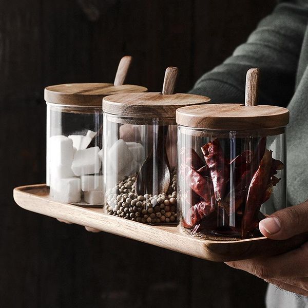 three-piece wooden seasoning jar set glass containers salt sugar jars with spoon condiment box spice pot kitchen supplies storage bottles &
three-piece wooden seasoning jar set glass containers salt sugar jars with spoon condiment box spice pot kitchen supplies storage bottles &