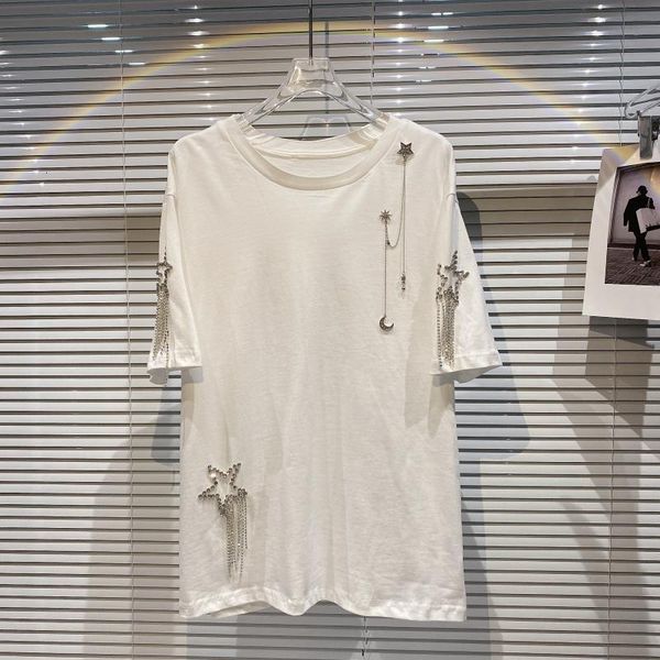women's t-shirt female deat strass borla shirt solid color around the neck short sleeve fashion adjustment spring summer 11b676 n7nd, White
women's t-shirt female deat strass borla shirt solid color around the neck short sleeve fashion adjustment spring summer 11b676 n7nd, White