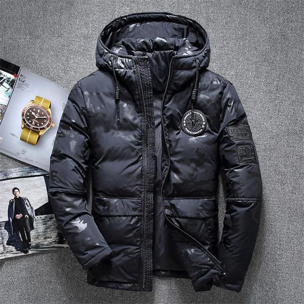 new duck down jacket men coat thick snow parka hooded warm winter male outerwear, Black
new duck down jacket men coat thick snow parka hooded warm winter male outerwear, Black