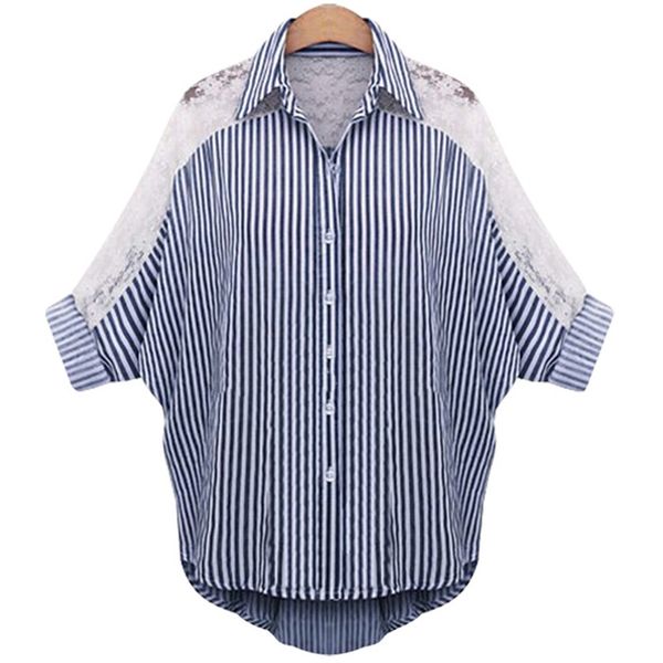 plus size xxxxxxl 6xl-l womans striped shirts turn-down collar lace three quarter hollow out cotton blouses 77927a 210419, White
plus size xxxxxxl 6xl-l womans striped shirts turn-down collar lace three quarter hollow out cotton blouses 77927a 210419, White
