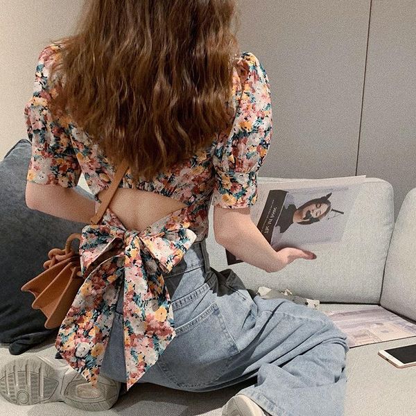 women's blouses & shirts #4071 vintage print bow short blouse women square collar chiffon drawstring fold female puff sleeve summer, White
women's blouses & shirts #4071 vintage print bow short blouse women square collar chiffon drawstring fold female puff sleeve summer, White