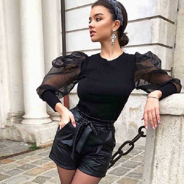 women's t-shirt elegant patchwork sheer mesh t-shirts women puff long sleeve blusa shirt black o-neck stylish pullovers femme streetwea, White
women's t-shirt elegant patchwork sheer mesh t-shirts women puff long sleeve blusa shirt black o-neck stylish pullovers femme streetwea, White