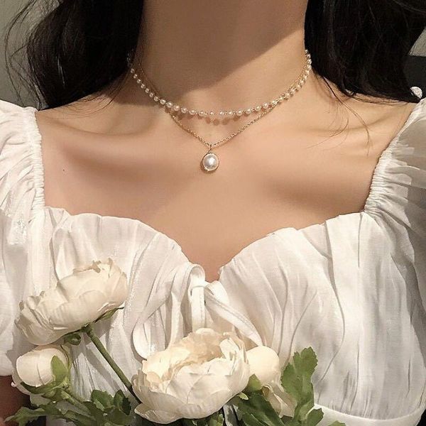 chokers 2 layered simple pearl bead chain pendant necklace famale statement collar jewelry for women and girls, Golden;silver
chokers 2 layered simple pearl bead chain pendant necklace famale statement collar jewelry for women and girls, Golden;silver