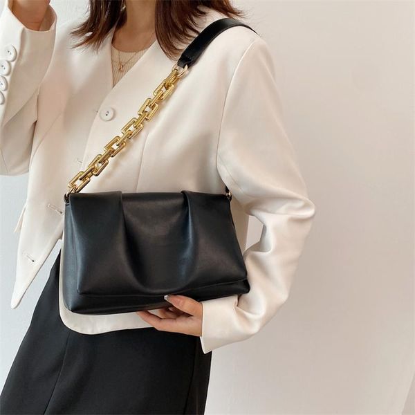 evening bags women shoulder bag fashion simple solid pu leather luxury ladies handbag designer chain folds flap big capacity
evening bags women shoulder bag fashion simple solid pu leather luxury ladies handbag designer chain folds flap big capacity