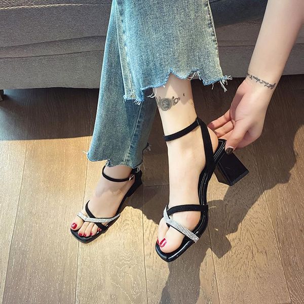 brand flock crystal cross band ol women sandals clip toe buckle strap sandale brief square high heels gladiator sandalias mujer, Black
brand flock crystal cross band ol women sandals clip toe buckle strap sandale brief square high heels gladiator sandalias mujer, Black