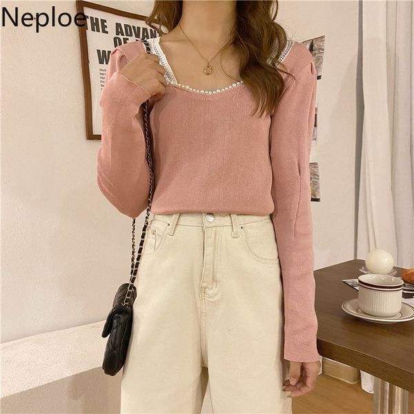 neploe square collar black sweater for women long sleeve slim knitted pullovers sueter mujer puff sleeve beadage jumper 210422, White;black
neploe square collar black sweater for women long sleeve slim knitted pullovers sueter mujer puff sleeve beadage jumper 210422, White;black
