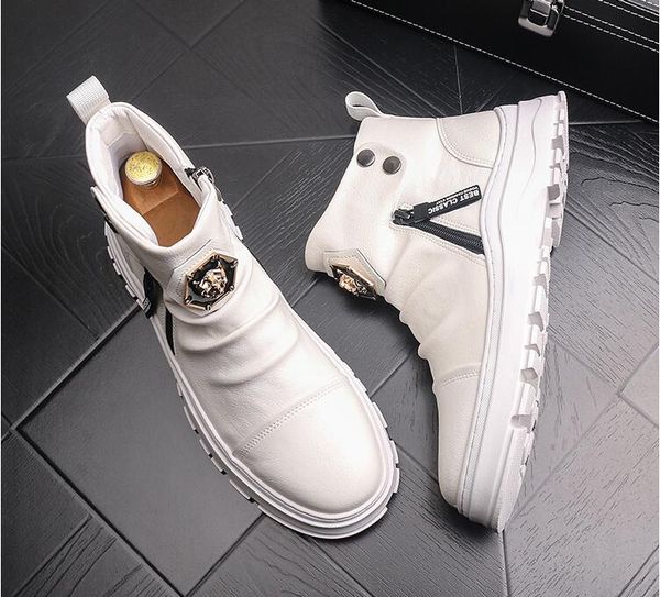 new platform white loafers high-end leather boots anti-wrinkle high-boots party wedding shoes high-end punk comfort shoe, Black
new platform white loafers high-end leather boots anti-wrinkle high-boots party wedding shoes high-end punk comfort shoe, Black