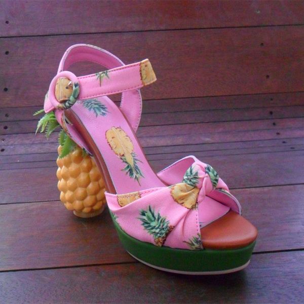 sweet women pineapple heel sandals summer platform printed pink fruit sandal woman chunky heels ankle strap shoes, Black
sweet women pineapple heel sandals summer platform printed pink fruit sandal woman chunky heels ankle strap shoes, Black