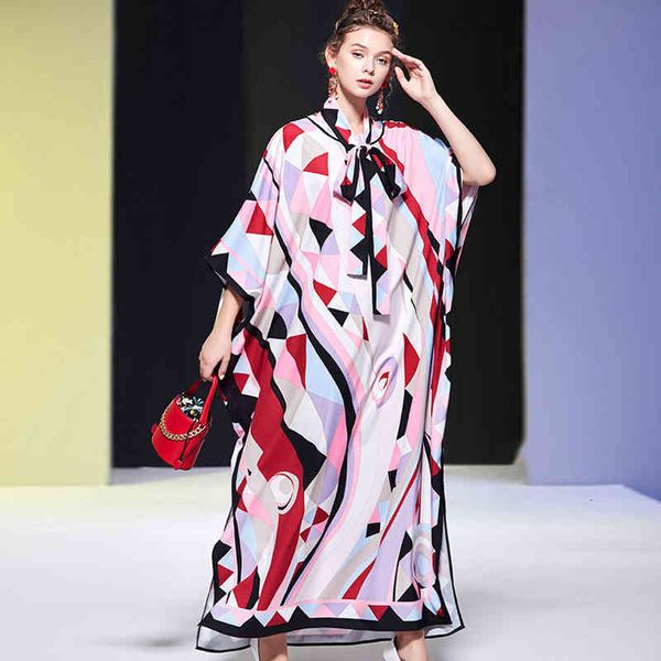 spring style runway ladies fashion batwing geometric print loose robe femme holiday dress, Black;gray
spring style runway ladies fashion batwing geometric print loose robe femme holiday dress, Black;gray