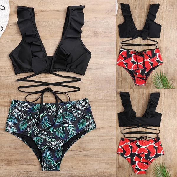 swimsuit for women split ruffle special fruit plant printed summer swimwear tying rope beachwear suit women's, White;black
swimsuit for women split ruffle special fruit plant printed summer swimwear tying rope beachwear suit women's, White;black